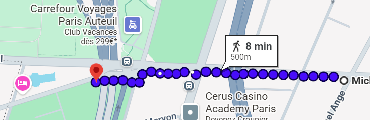 Trajet métro au Stade Jean Bouin